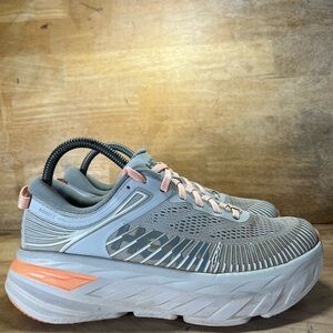 Hoka One One Bondi 7 CUSHIONED Womens Size 7.5 Running Shoes Sneakers Gray